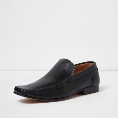 Black moccasin slip on shoes